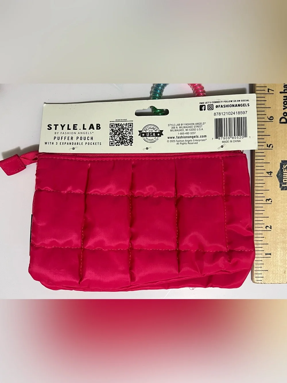 🆕 Style.Lab Pink Puffer Pouch 3 Expandable Pockets NWT